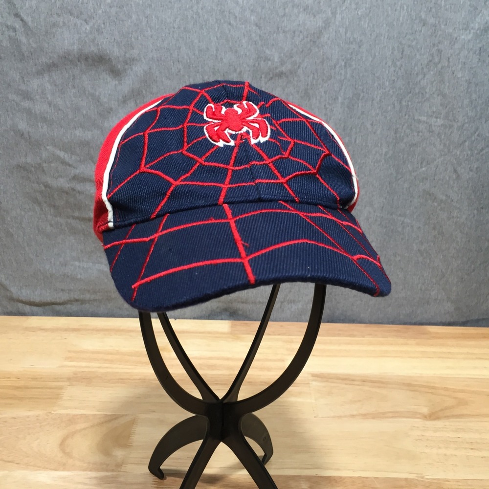 Marvel Boys Spider-Man Baseball‎ Cap Embroidered Web OSFM Navy Red Good